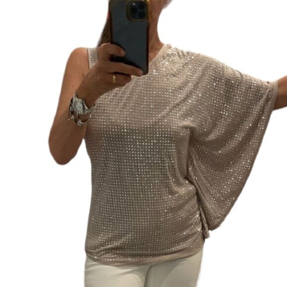 INC INTERNATIONAL CONCEPTS One Shoulder Strap Rhinestone Embellished Top.Size M - Picture 2 of 13